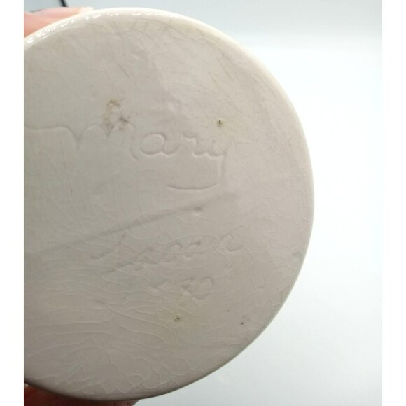 Canister Lid Ceramic Vintage Yellow Roses 5.25" Crazing Midcentury Floral Jar - Picture 12 of 16